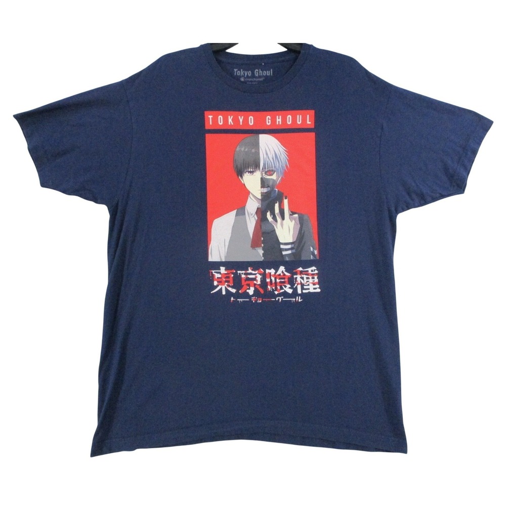 Tokyo Ghoul Crunchyroll Ken Kaneki Graphic T-Shirt Navy Blue Mens XL